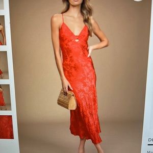 Lulus Red twist front midi dress